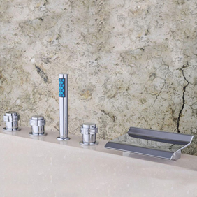 Contemporary Two Handles Waterfall Brass Tub Faucet T001-15 Contemporary Two Handles Waterfall Brass Tub Faucet T001-15