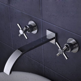 Solid Brass Wall Mount Bathroom Sink Faucet Widespread T0461 Solid Brass Wall Mount Bathroom Sink Faucet Widespread T0461