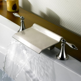 Nickel Brushed Waterfall Widespread Bathtub Faucet T0476 Nickel Brushed Waterfall Widespread Bathtub Faucet T0476