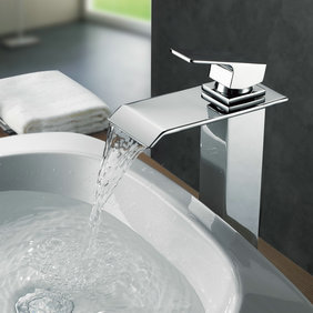 Contemporary Brass Waterfall Bathroom Sink Faucet (Tall) T0518H Contemporary Brass Waterfall Bathroom Sink Faucet (Tall) T0518H