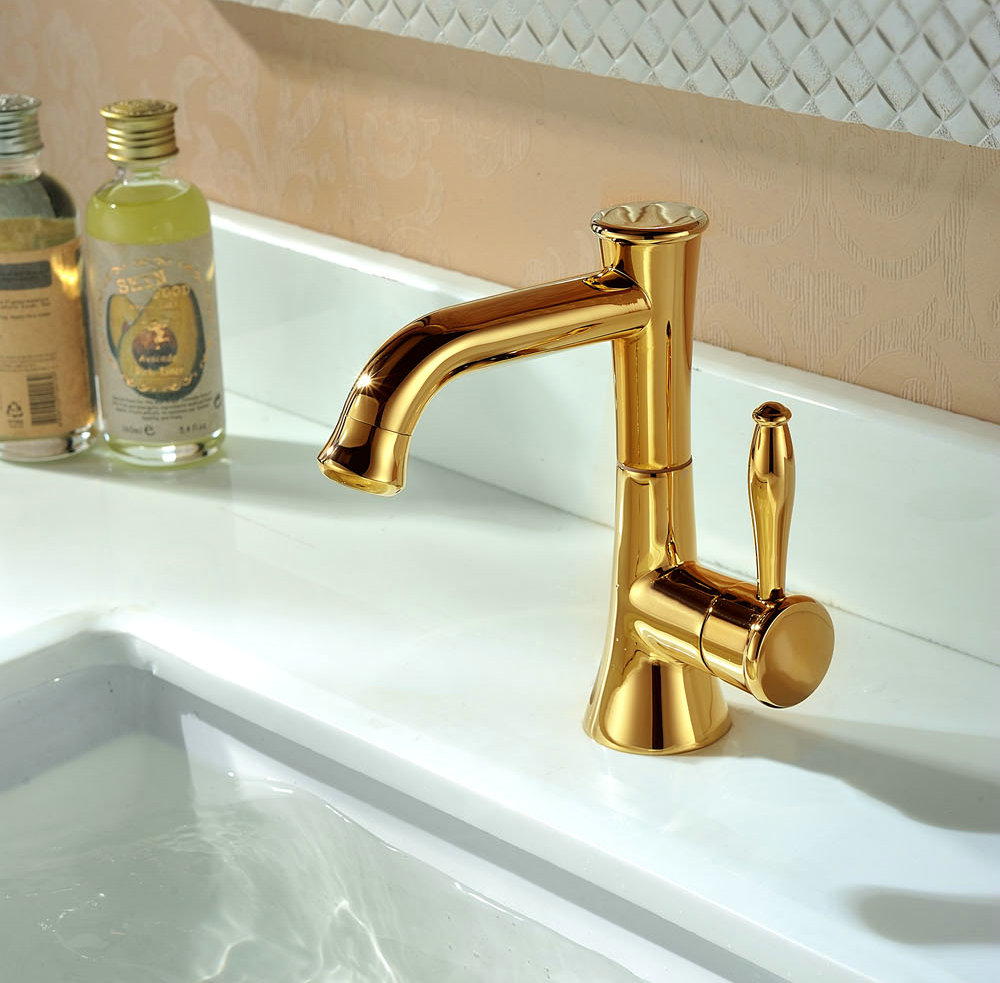 Ti-PVD Finish Contemporary Style Bathroom Sink Faucet T0555G Ti-PVD Finish Contemporary Style Bathroom Sink Faucet T0555G