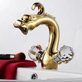 Antique Golden Color Dragon shape Bathroom Sink Faucet - Ti-PVD Finish T0570G Antique Golden Color Dragon shape Bathroom Sink Faucet - Ti-PVD Finish T0570G