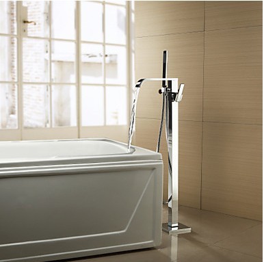 Solid Brass Floor Standing Tub Faucet with Hand Shower Chrome Finish TP0718FS Solid Brass Floor Standing Tub Faucet with Hand Shower Chrome Finish TP0718FS