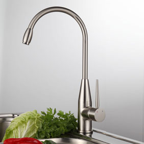 Contemporary Solid Brass Kitchen Faucet - Nickel Brushed Finish T0726 Contemporary Solid Brass Kitchen Faucet - Nickel Brushed Finish T0726