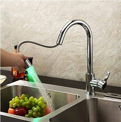 Color Changing LED Solid Brass Kitchen Faucet T0744F Color Changing LED Solid Brass Kitchen Faucet T0744F