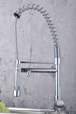 Solid Brass Spring Kitchen Faucet with Two Spouts (Chrome Finish) T0783-2 Solid Brass Spring Kitchen Faucet with Two Spouts (Chrome Finish) T0783-2