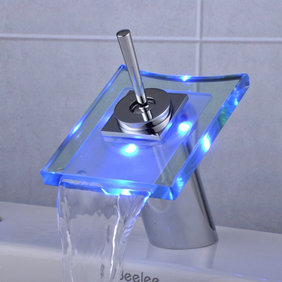 Contemporary Single Handle Waterfall LED Bathroom Sink Faucet T0801F Contemporary Single Handle Waterfall LED Bathroom Sink Faucet T0801F