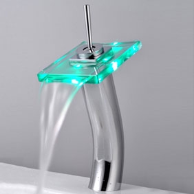 Contemporary Single Handle Waterfall LED Bathroom Sink Faucet T0801HF Contemporary Single Handle Waterfall LED Bathroom Sink Faucet T0801HF