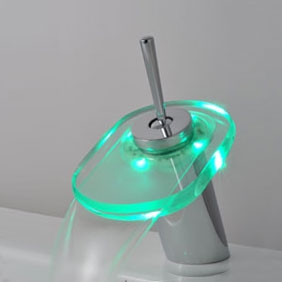 Contemporary Color Changing LED Waterfall Bathroom Sink Faucet T0802-1F Contemporary Color Changing LED Waterfall Bathroom Sink Faucet T0802-1F