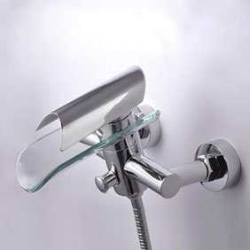Contemporary Single Handle Wall-Mount Waterfall Glass Shower Faucet T0814W Contemporary Single Handle Wall-Mount Waterfall Glass Shower Faucet T0814W