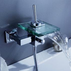 Contemporary Single Handle Wall-mount Waterfall Glass Bathtub Faucet - T0815-1W Contemporary Single Handle Wall-mount Waterfall Glass Bathtub Faucet - T0815-1W