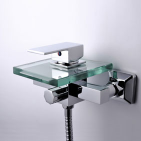Waterfall Tub Faucet with Glass Spout Wall Mount T0815W Waterfall Tub Faucet with Glass Spout Wall Mount T0815W