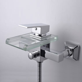 Contemporary Waterfall Tub Faucet with Glass Spout (Wall Mount)T0818W Contemporary Waterfall Tub Faucet with Glass Spout (Wall Mount)T0818W