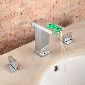 Contemporary Two Handles LED Hydroelectric Waterfall Sink Faucet - T0823F Contemporary Two Handles LED Hydroelectric Waterfall Sink Faucet - T0823F