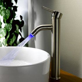 LED Color change Single Handle Nickel Brushed Centerset Bathroom Sink Faucet T1802F LED Color change Single Handle Nickel Brushed Centerset Bathroom Sink Faucet T1802F