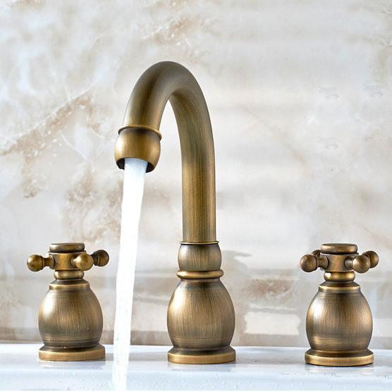 Antique Brass Widespread Bathroom Sink Faucet T1808K Antique Brass Widespread Bathroom Sink Faucet T1808K