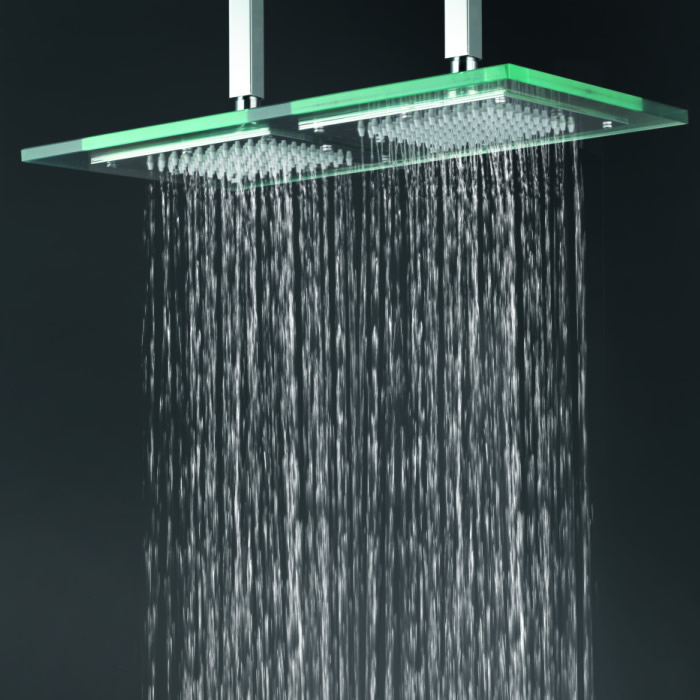 Contemporary 9 Inch * 18 Inch Glass Square LED Rainfall Shower Head T321 Contemporary 9 Inch * 18 Inch Glass Square LED Rainfall Shower Head T321