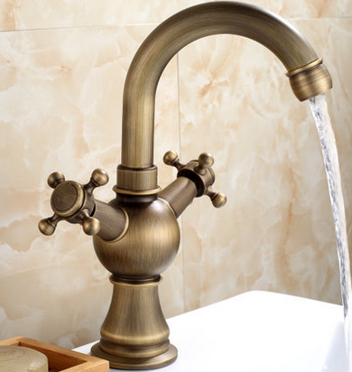 Antique Brass One Hole Two Handles Bathroom Sink Faucet T1808M Antique Brass One Hole Two Handles Bathroom Sink Faucet T1808M