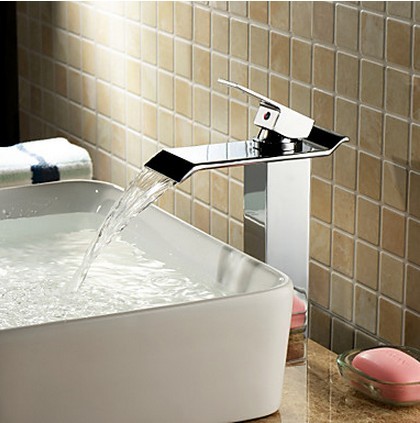 Contemporary Brass Bathroom Sink Faucet - Chrome Finish (Tall) T6001H Contemporary Brass Bathroom Sink Faucet - Chrome Finish (Tall) T6001H