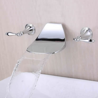 Contemporary Widespread Waterfall Bathroom Sink Faucet (Chrome) T6036 Contemporary Widespread Waterfall Bathroom Sink Faucet (Chrome) T6036