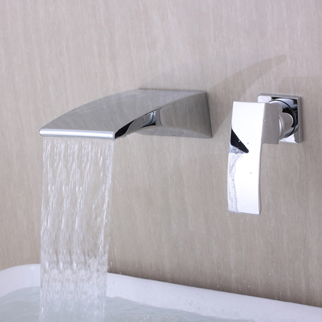 Contemporary Wall Mounted Waterfall Chrome Finish Bathroom Sink Faucet T6037 Contemporary Wall Mounted Waterfall Chrome Finish Bathroom Sink Faucet T6037