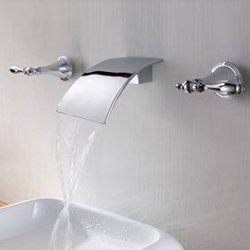 Brass Waterfall Bathroom Sink Faucet (Wall Mount) T7010 Brass Waterfall Bathroom Sink Faucet (Wall Mount) T7010