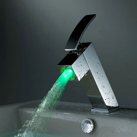 Contemporary Color Changing LED Bathroom Sink Faucet - T8006 Contemporary Color Changing LED Bathroom Sink Faucet - T8006
