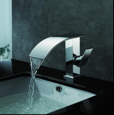 Contemporary Waterfall Bathroom Sink Faucet Chrome Finish T8007 Contemporary Waterfall Bathroom Sink Faucet Chrome Finish T8007