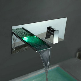 Contemporary Color Changing LED Waterfall Bathroom Sink Faucet T8013 Contemporary Color Changing LED Waterfall Bathroom Sink Faucet T8013