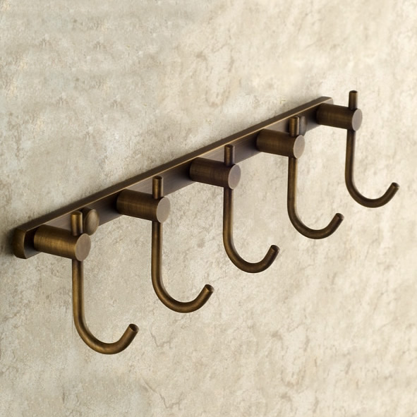 Solid Brass Wall Mount Row Robe Hook Antique Brass Finish TAB6114 Solid Brass Wall Mount Row Robe Hook Antique Brass Finish TAB6114