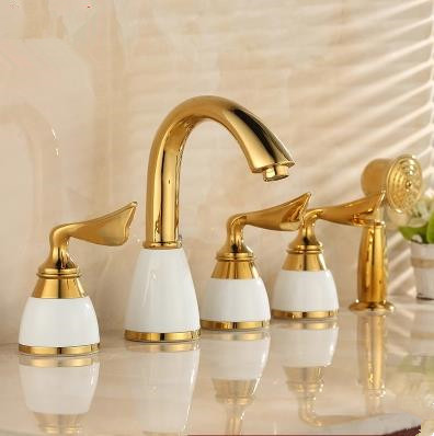 New Arrival Golden Printed Luxury Widespread Tub Faucet with Hand Shower FBT0339 New Arrival Golden Printed Luxury Widespread Tub Faucet with Hand Shower FBT0339
