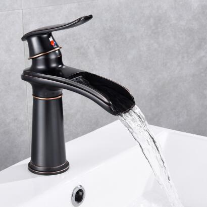 Waterfall Black Bathroom Faucet,Retro Basin Faucet,Brass Basin Faucet Single Lever Bathroom Faucet Antique ORB For Bathroom F0115B Waterfall Black Bathroom Faucet,Retro Basin Faucet,Brass Basin Faucet Single Lever Bathroom Faucet Antique ORB For Bathroom F0115B