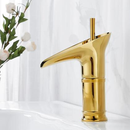 Copper Hot And Cold Washbasin, Single Hole Faucet, Bathroom Cabinet,Golden Waterfall Faucet F0140G Copper Hot And Cold Washbasin, Single Hole Faucet, Bathroom Cabinet,Golden Waterfall Faucet F0140G
