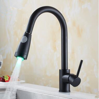 Antique Black Brass Mixer LED Spout Head Pull Out Kitchen Tap F0164B Antique Black Brass Mixer LED Spout Head Pull Out Kitchen Tap F0164B