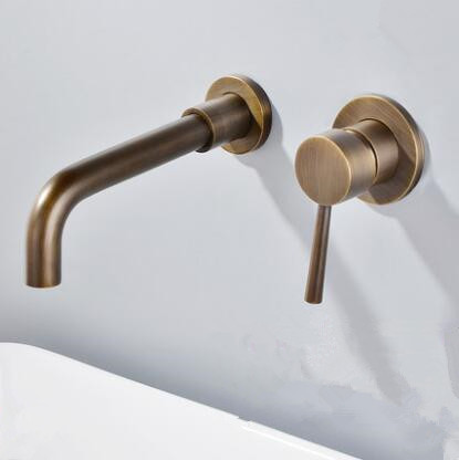 Antique Brass Concealed Installation Wall Mounted Bathroom Sink Faucet F0245A Antique Brass Concealed Installation Wall Mounted Bathroom Sink Faucet F0245A