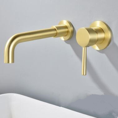 Antique Nickel Brushed Golden Wall Mounted Mixer Bathroom Sink Faucet F0275G Antique Nickel Brushed Golden Wall Mounted Mixer Bathroom Sink Faucet F0275G