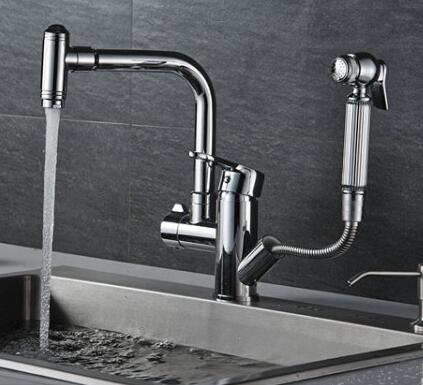 Chrome Finished Brass Pull Out 780° Rotatable Kitchen Sink Faucet F0378C Chrome Finished Brass Pull Out 780° Rotatable Kitchen Sink Faucet F0378C
