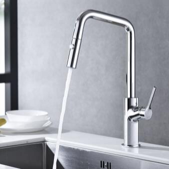 Chrome Finished Brass 360° Rotatable Single Handle Pull Out Kitchen Sink Faucet F0489C Chrome Finished Brass 360° Rotatable Single Handle Pull Out Kitchen Sink Faucet F0489C