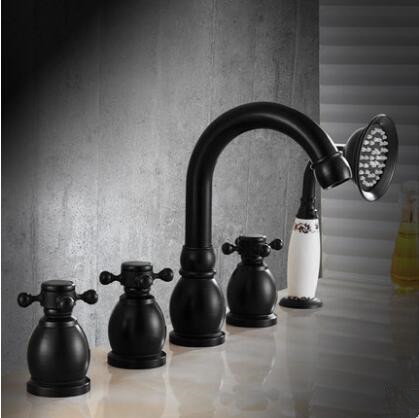 Antique Black Bronze Brass Five-Pieces Bathroom Bathtub Shower Faucets F0799B Antique Black Bronze Brass Five-Pieces Bathroom Bathtub Shower Faucets F0799B
