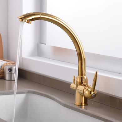 Antique Hot & Cold Water & RO filter Golden Printed Kitchen Mixer Faucet F3305G Antique Hot & Cold Water & RO filter Golden Printed Kitchen Mixer Faucet F3305G