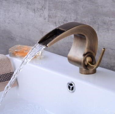 Antique Basin Faucet Brass Waterfall Art Designed Bathroom Sink Faucet FA0195 Antique Basin Faucet Brass Waterfall Art Designed Bathroom Sink Faucet FA0195