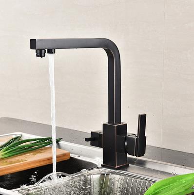 Black Bronze Brass No Coloration Three Way Drinking Water Kitchen Sink Faucet FA305B Black Bronze Brass No Coloration Three Way Drinking Water Kitchen Sink Faucet FA305B