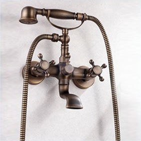 Antique Brass Two Handles Tub Faucet with Hand Shower - TFB007 Antique Brass Two Handles Tub Faucet with Hand Shower - TFB007
