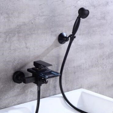 Antique Bathtub Faucet Bathroom Black Bronze Brass Waterfall Faucet with Hand Shower FB0380 Antique Bathtub Faucet Bathroom Black Bronze Brass Waterfall Faucet with Hand Shower FB0380