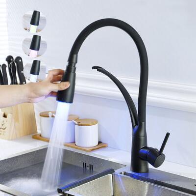 Brass Dull Polished Black Pull Out LED SPRING Kitchen Mixer Sink Faucet FB268P Brass Dull Polished Black Pull Out LED SPRING Kitchen Mixer Sink Faucet FB268P