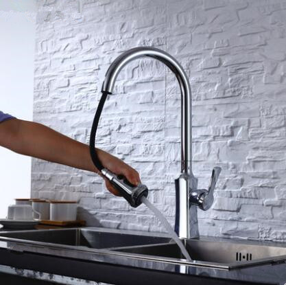 Antique Brass Chrome Finished 360° Rotatable Pull Down Kitchen Faucet FC355P Antique Brass Chrome Finished 360° Rotatable Pull Down Kitchen Faucet FC355P