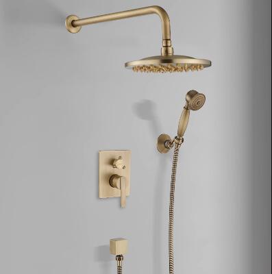 Antique Brass Rain Shower Systems Shower Faucets Sets Complete with 8 Inches Rain Shower Head and Handheld FSA0680 Antique Brass Rain Shower Systems Shower Faucets Sets Complete with 8 Inches Rain Shower Head and Handheld FSA0680