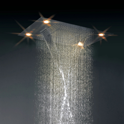 Contemporary 35 Inch Luxury Square Rainfall LED Shower Faucet HN35F Contemporary 35 Inch Luxury Square Rainfall LED Shower Faucet HN35F
