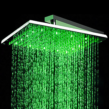 Contemporary 16 inch Stainless Steel Color Changing LED Light Shower Head - HS16F Contemporary 16 inch Stainless Steel Color Changing LED Light Shower Head - HS16F