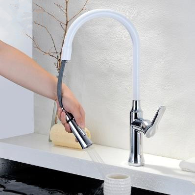 New White Porcelain Style Mixer Pull Out Kitchen Faucet HT9220 New White Porcelain Style Mixer Pull Out Kitchen Faucet HT9220